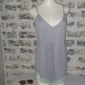 Asos Cami romper in gray with teal lace💕